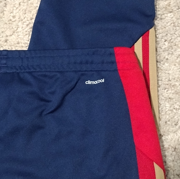 ADIDAS 3 Stripe Track Joggers Navy Red Gold - Picture 7 of 10